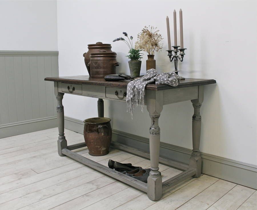 Distressed Antique Oak Console Tabledistressed But Not Forsaken With Vintage Gray Oak Console Tables (View 17 of 20)
