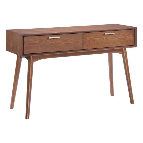 District Console Table Walnut – Wood Veneer, Mdf Rubberwood – Walmart With Wood Veneer Console Tables (View 10 of 20)