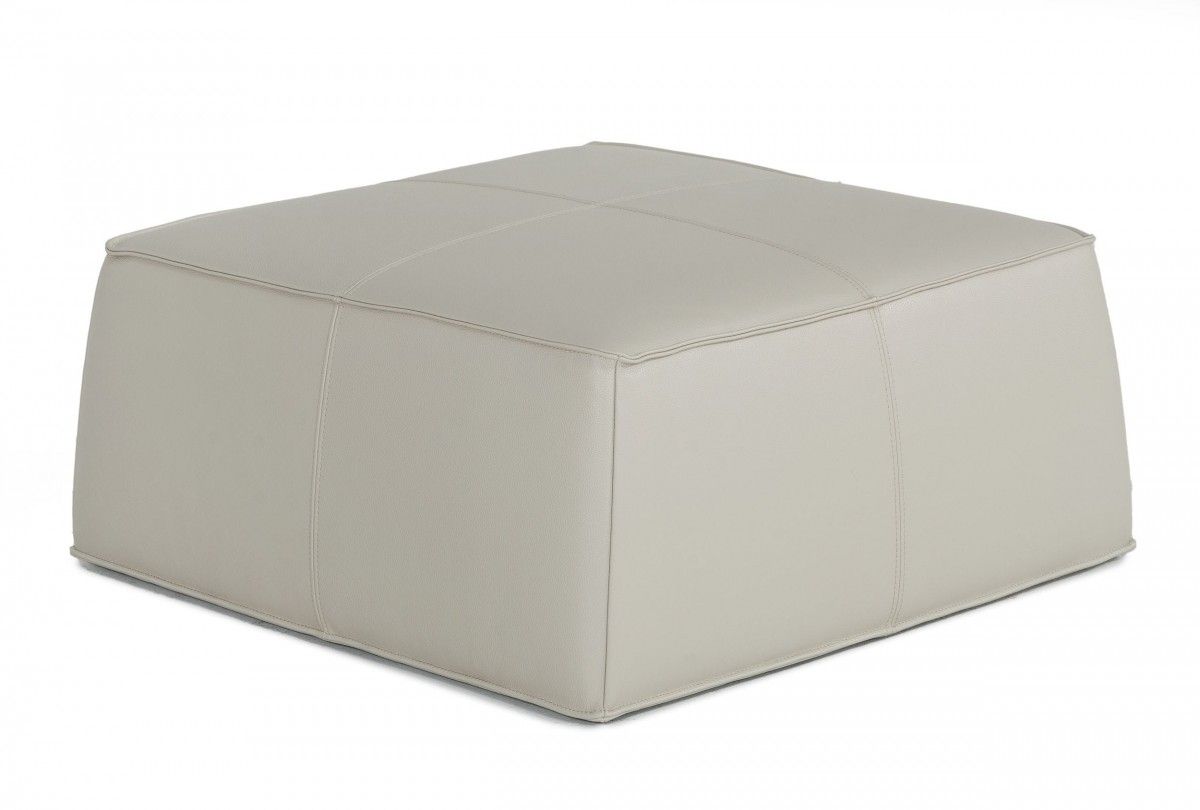 Divani Casa April – Modern Light Grey Leather Square Ottoman – New Products With Regard To Light Gray Velvet Fabric Accent Ottomans (View 15 of 20)