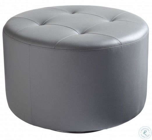 Domani Grey Large Swivel Ottoman From Sunpan (11008) | Coleman Furniture With Round Gray Faux Leather Ottomans With Pull Tab (View 8 of 19)