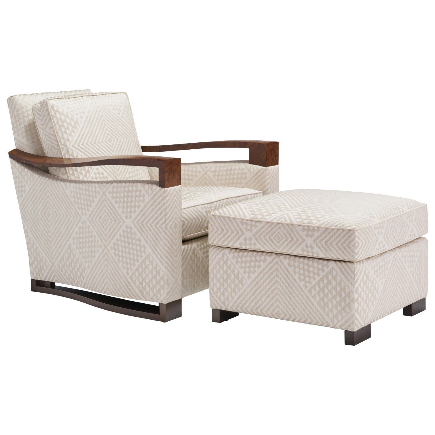 Donghia Woodbridge Club Chair And Ottoman In Cream Upholstery Within Brushed Geometric Pattern Ottomans (View 18 of 20)