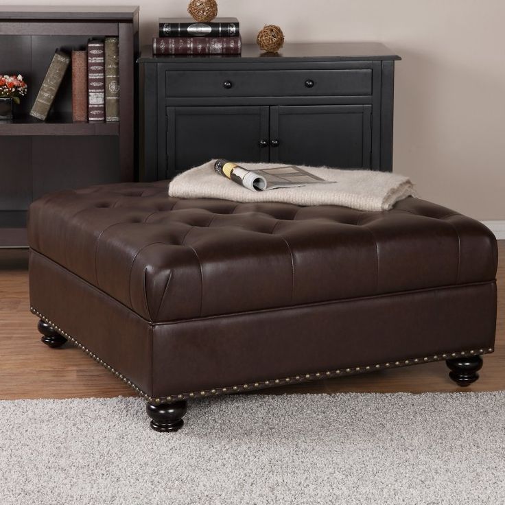 Dorel Living Hastings Tufted Faux Leather Ottoman – Da6164 | Leather In Black Faux Leather Column Tufted Ottomans (View 10 of 20)