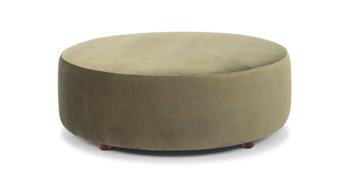 Drum Large Ottoman – Velvet Moss Green | Contempa Pertaining To Green Fabric Oversized Pouf Ottomans (View 12 of 20)