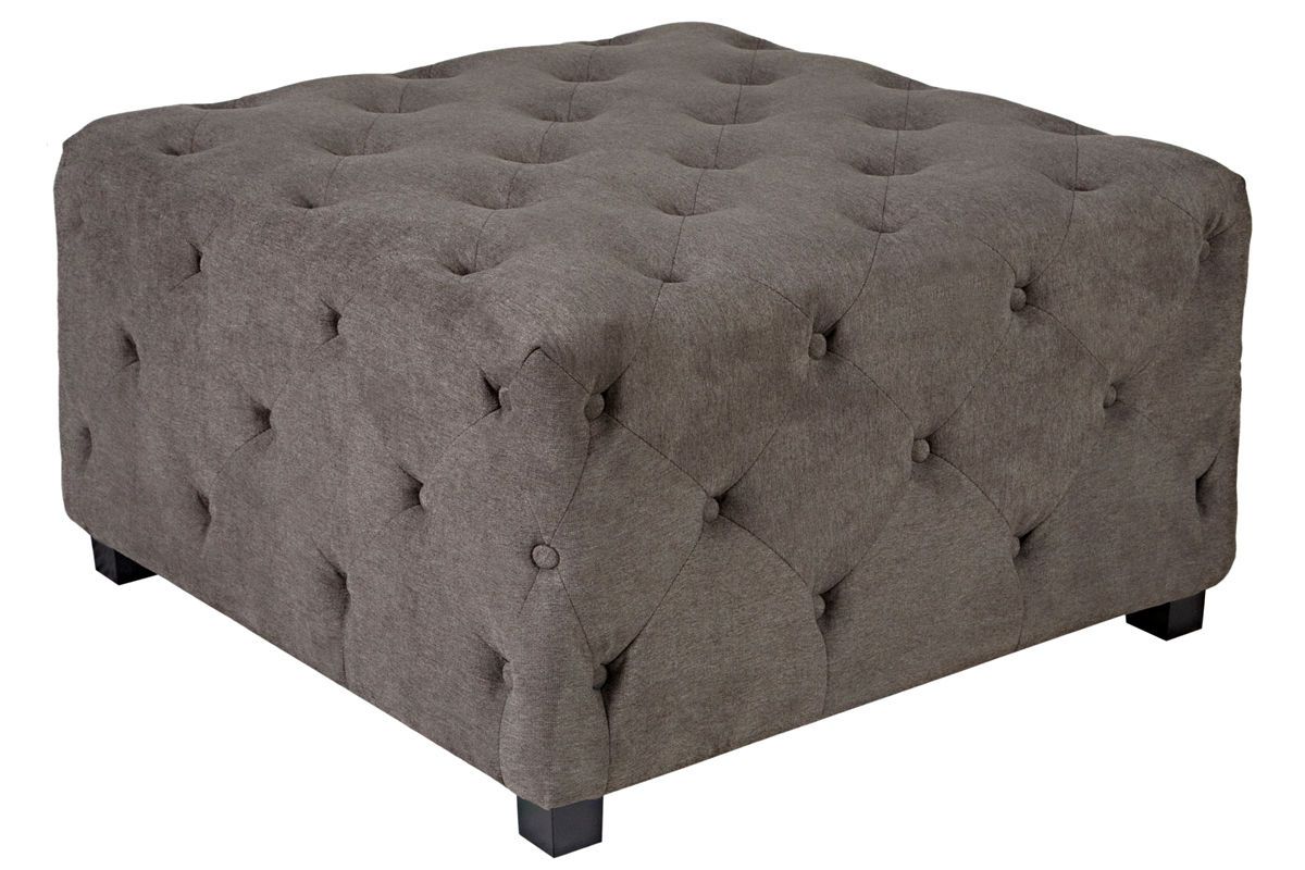 Duncan Large Tufted Smoke Gray Cube Ottoman At Gardner White With Regard To White And Light Gray Cylinder Pouf Ottomans (View 14 of 20)