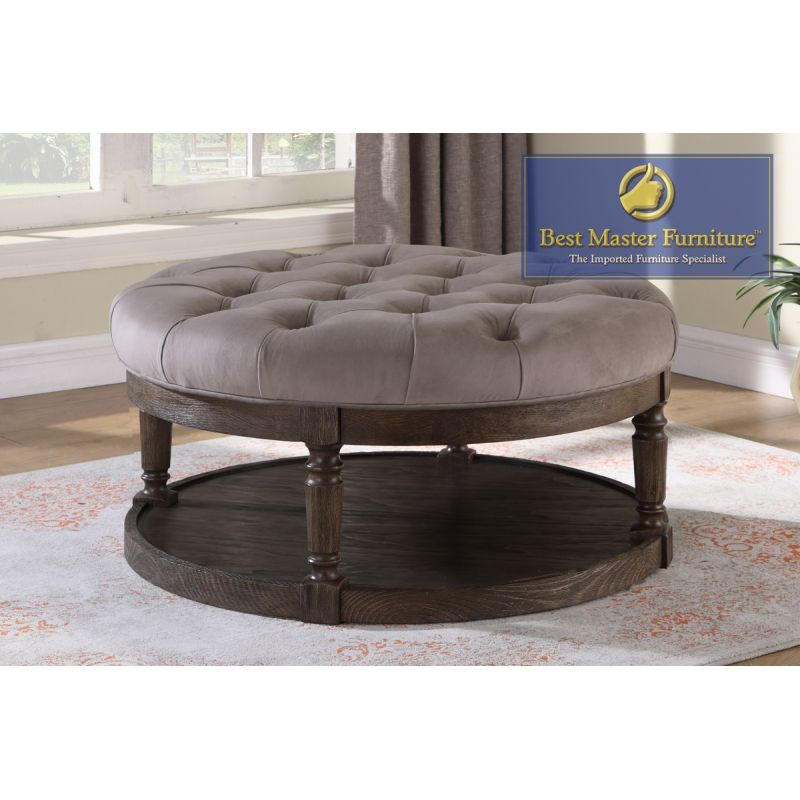 Dx1500 Round Ottoman | Best Master Furniture Intended For Round Gray Faux Leather Ottomans With Pull Tab (View 3 of 19)