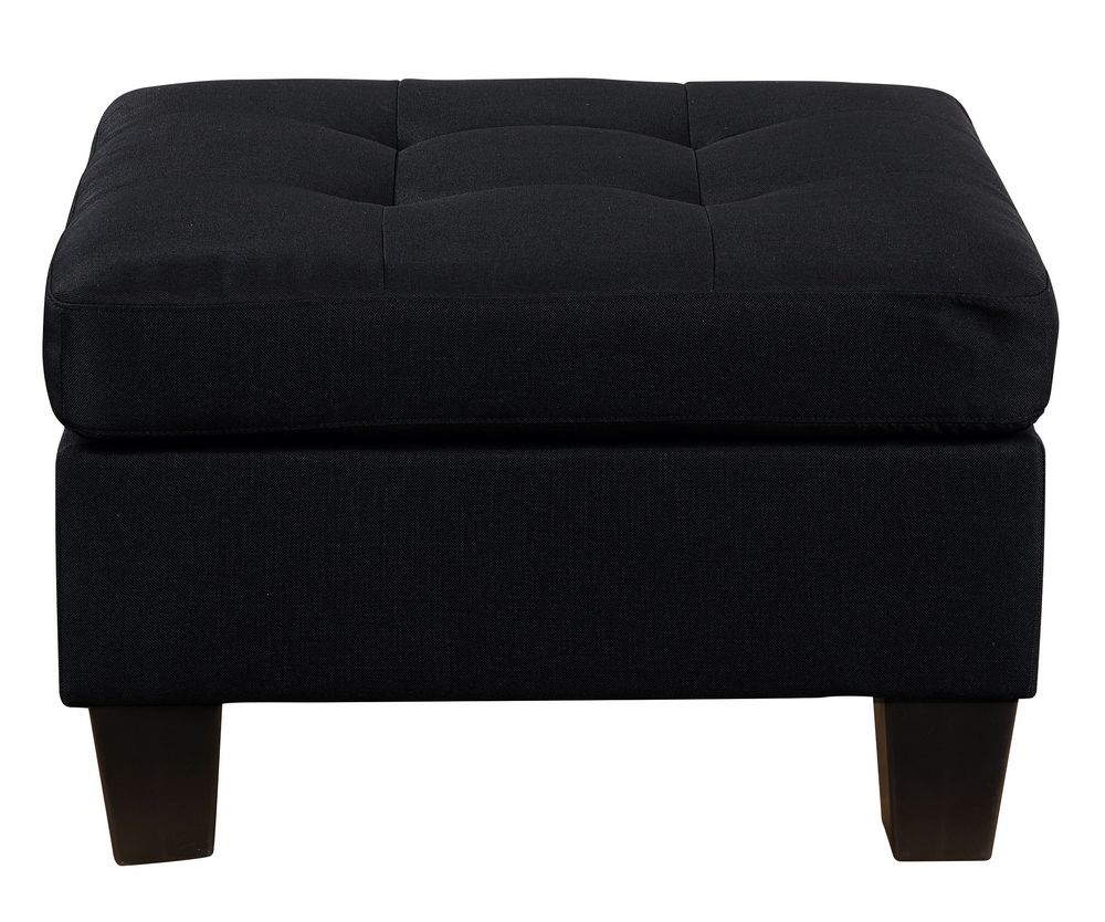 Earsom Black Linen Fabric Tufted Sofa With Ottomanacme In Linen Fabric Tufted Surfboard Ottomans (View 7 of 20)