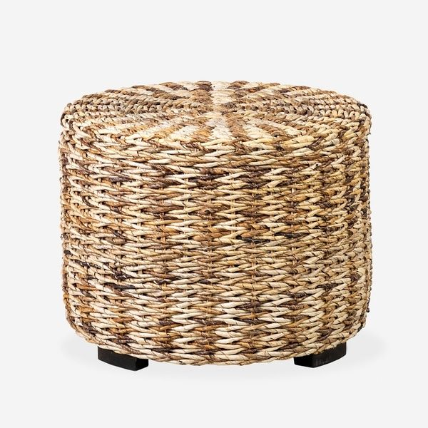 East At Main Faye Rattan Round Storage Ottoman – Overstock – 30585127 With Beige Trellis Cylinder Pouf Ottomans (View 10 of 20)