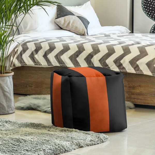 East Urban Home 13'' Wide Square Striped Cube Ottoman With Storage Within Stripe Black And White Square Cube Ottomans (View 17 of 20)