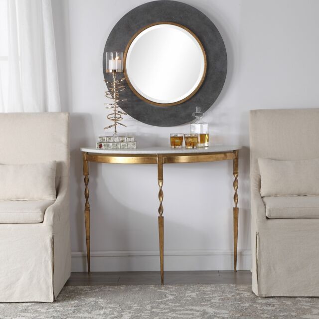 Elegant Demilune Console Table Sofa Entryway White Marble & Gold Iron For White Marble And Gold Console Tables (View 13 of 20)