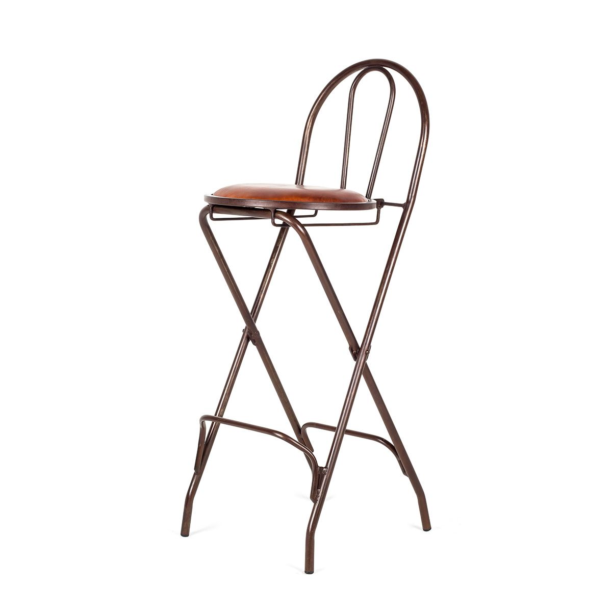 Elegant Foldable Bar Stools, Seat Made Of Brown Leather (View 7 of 20)