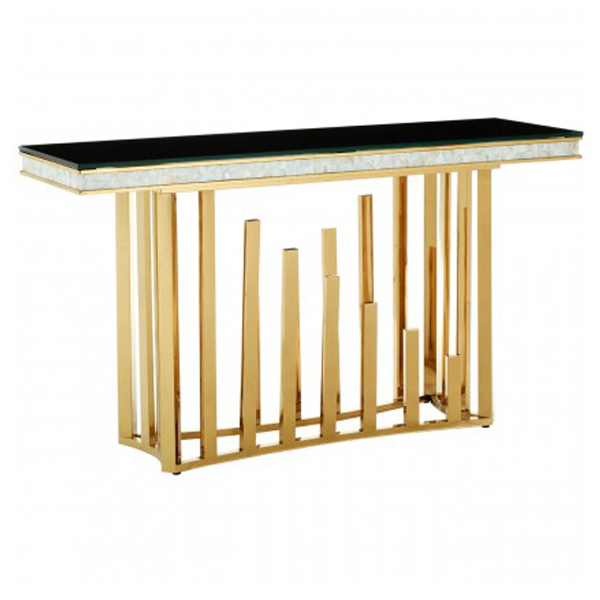 Eliza Gold Finish Console Table | Modern Furniture | Console Tables Regarding Metallic Gold Console Tables (View 14 of 20)