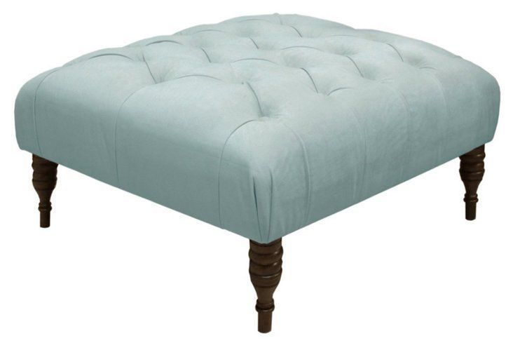 Elliot Cocktail Ottoman, Light Blue | Tufted Ottoman, Cocktail Ottoman With Light Blue Cylinder Pouf Ottomans (View 17 of 20)