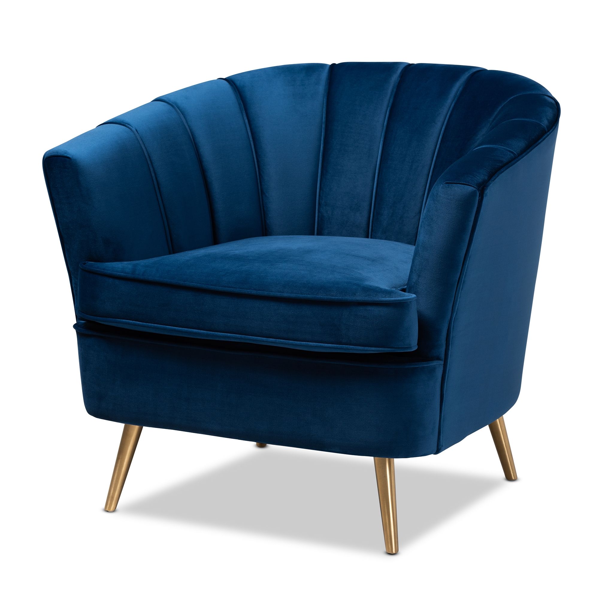 Emeline Glam & Luxe Art Deco Velvet Upholstered Gold Finish Rounded Inside Blue And Gold Round Side Stools (View 13 of 20)