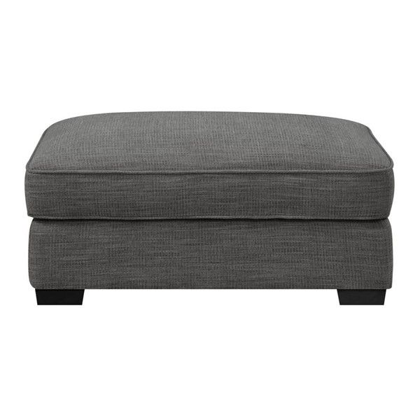 Emerald Home Repose Charcoal Gray Fabric Rectangle Ottoman | The Classy Inside Charcoal And Light Gray Cotton Pouf Ottomans (View 12 of 20)