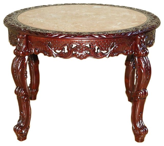 Empire Round Entry Foyer Table With Marble Top, Cherry – Traditional Pertaining To Round Console Tables (View 9 of 20)