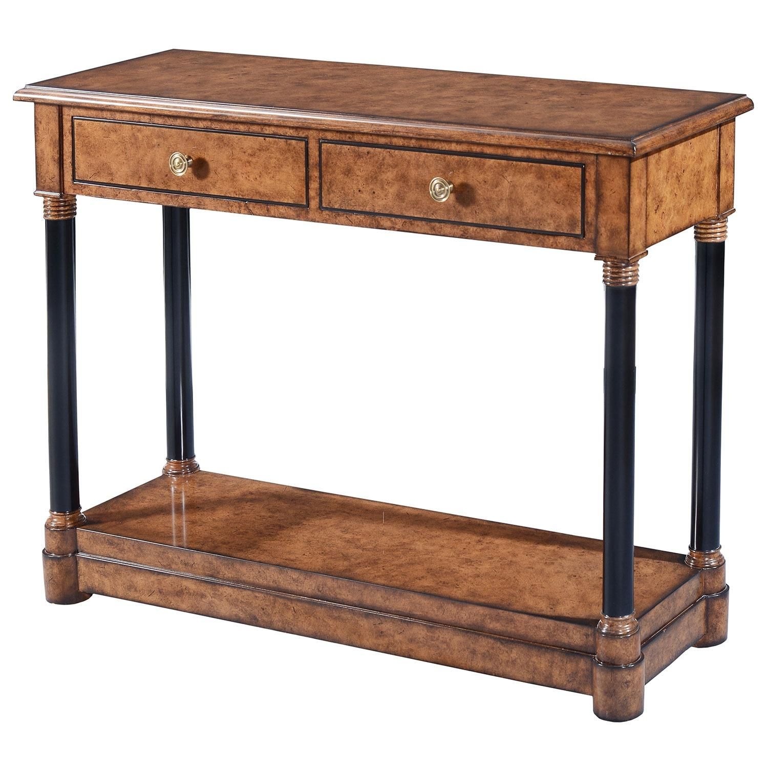 Empire Style Console Table – Burr Oak With Ebonised Legs, Console Regarding Vintage Gray Oak Console Tables (View 3 of 20)