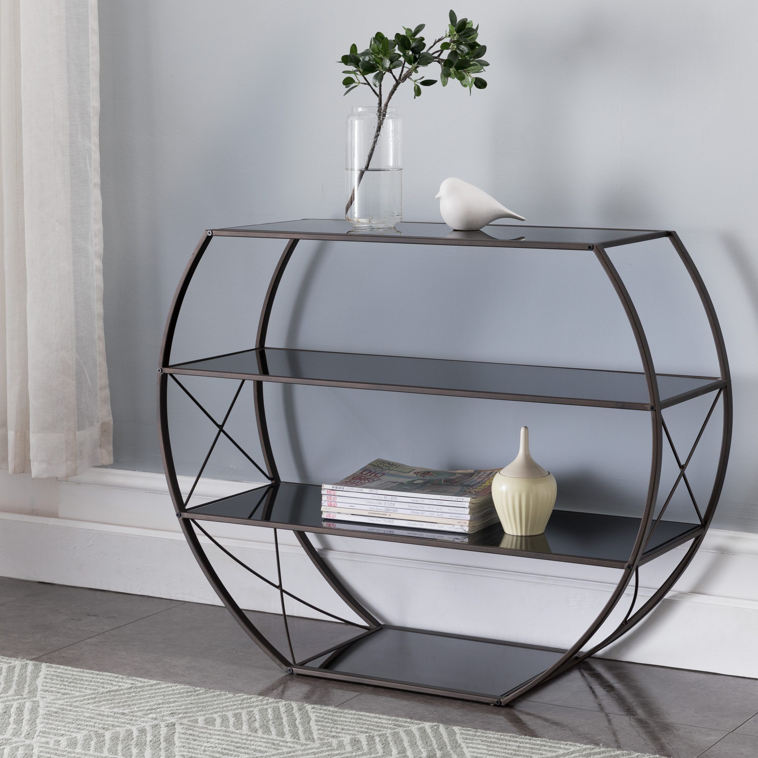 Ennio Metal / Glass Console Table – 2kfurniture With Gold And Mirror Modern Cube Console Tables (Gallery 20 of 20)