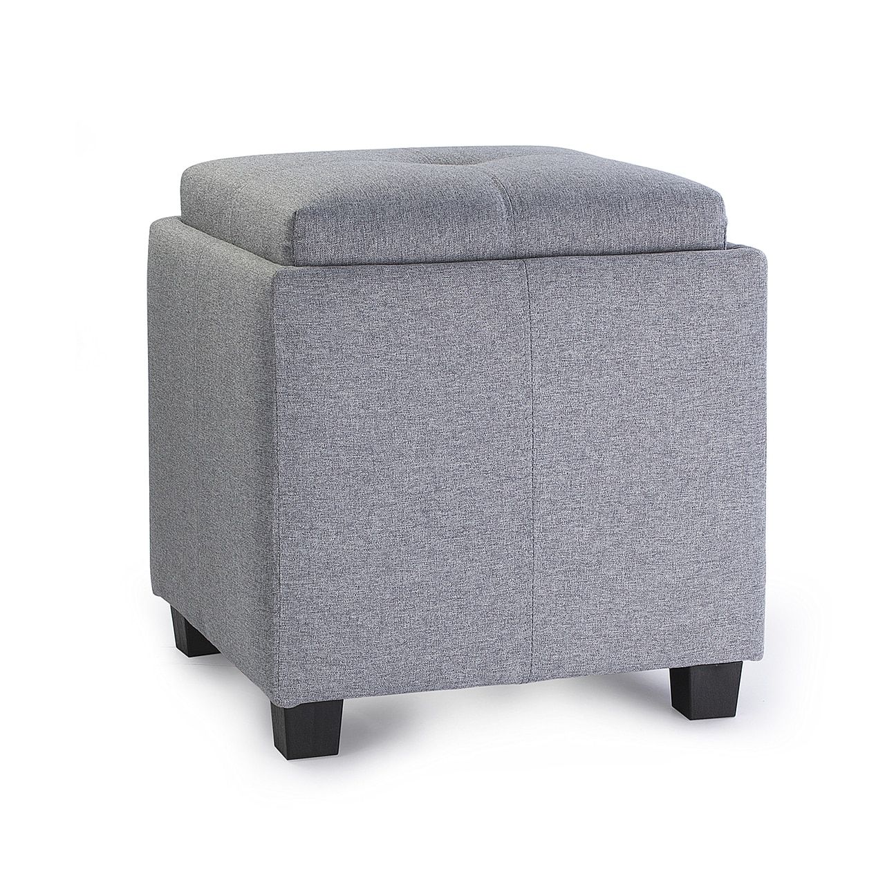 Enova Home Victoria 18 Inches Modern Linen Fabric Square Storage With Regard To White Wool Square Pouf Ottomans (View 8 of 20)