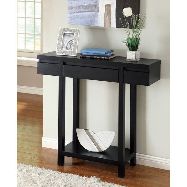 Entry Console Table Modern Black Storage Drawer Shelf Wood Entryway Throughout Black Wood Storage Console Tables (View 13 of 20)