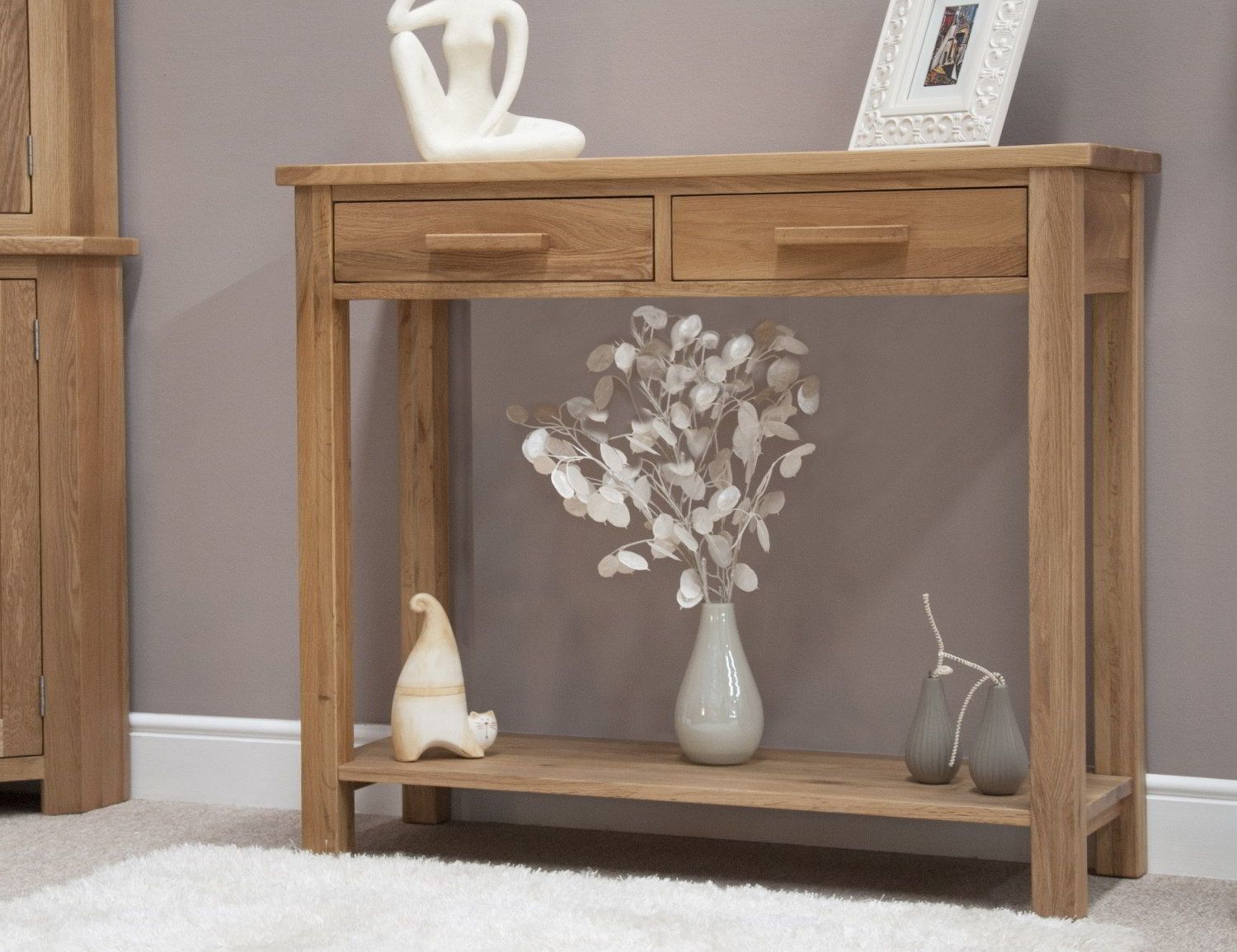 Eton Solid Oak Modern Furniture Hallway Hall Console Table | Ebay Regarding Large Modern Console Tables (View 1 of 20)