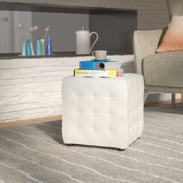 Etter Tufted Cube Ottoman | Tufted Ottoman, Tufted Storage Ottoman For Light Blue And Gray Solid Cube Pouf Ottomans (View 3 of 20)