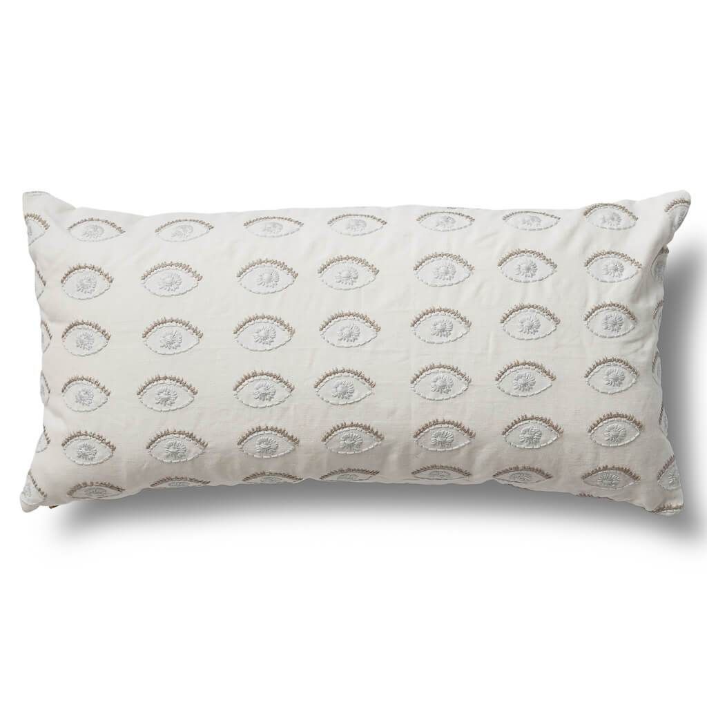 Evil Eye Pillow | Rebecca Atwood Designs, Eye Pillows, Pillows Throughout Beige And Dark Gray Ombre Cylinder Pouf Ottomans (View 12 of 20)