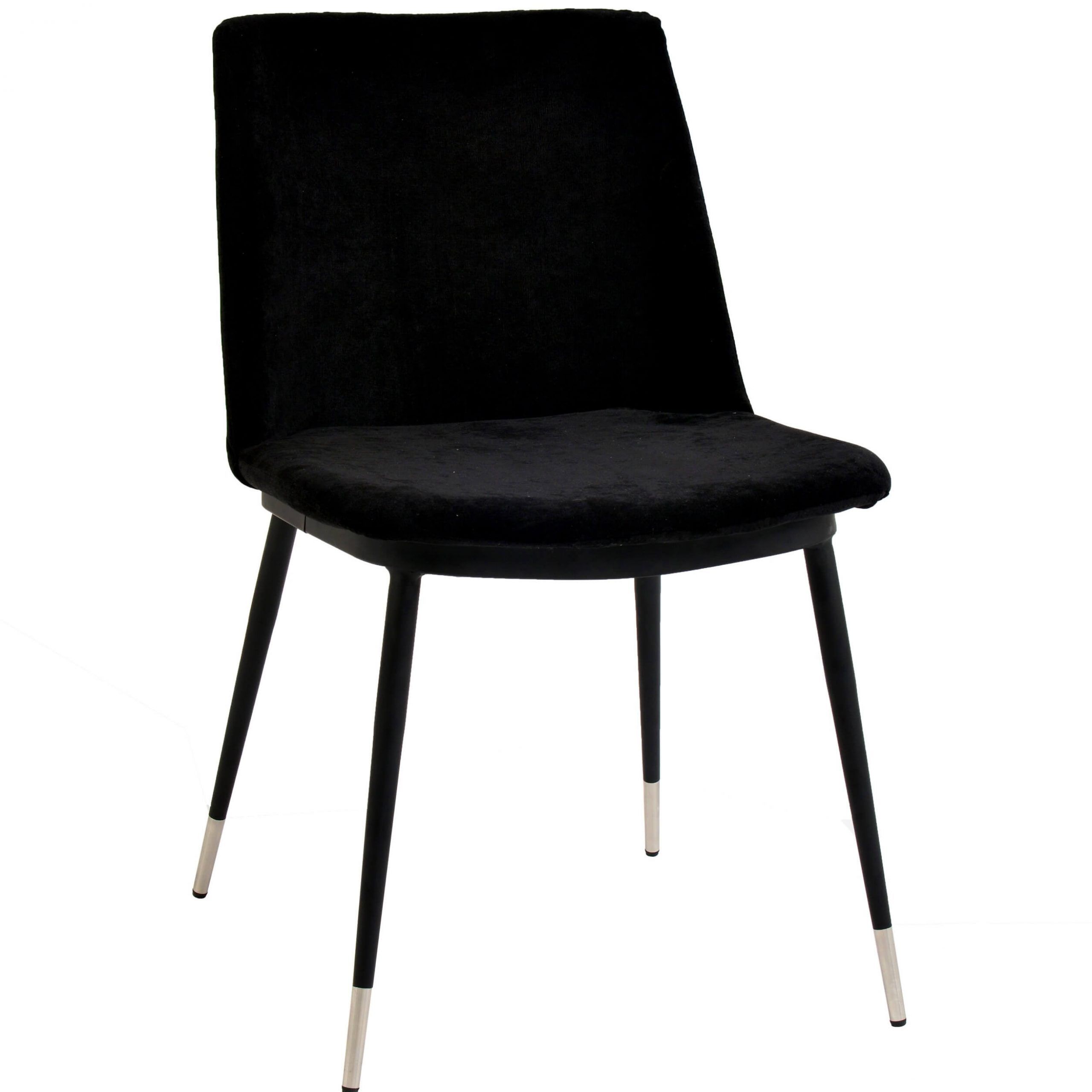 Evora Black Velvet Chair – Silver Legs (set Of 2) – Tov Furniture Throughout Round Gray And Black Velvet Ottomans Set Of  (View 7 of 20)