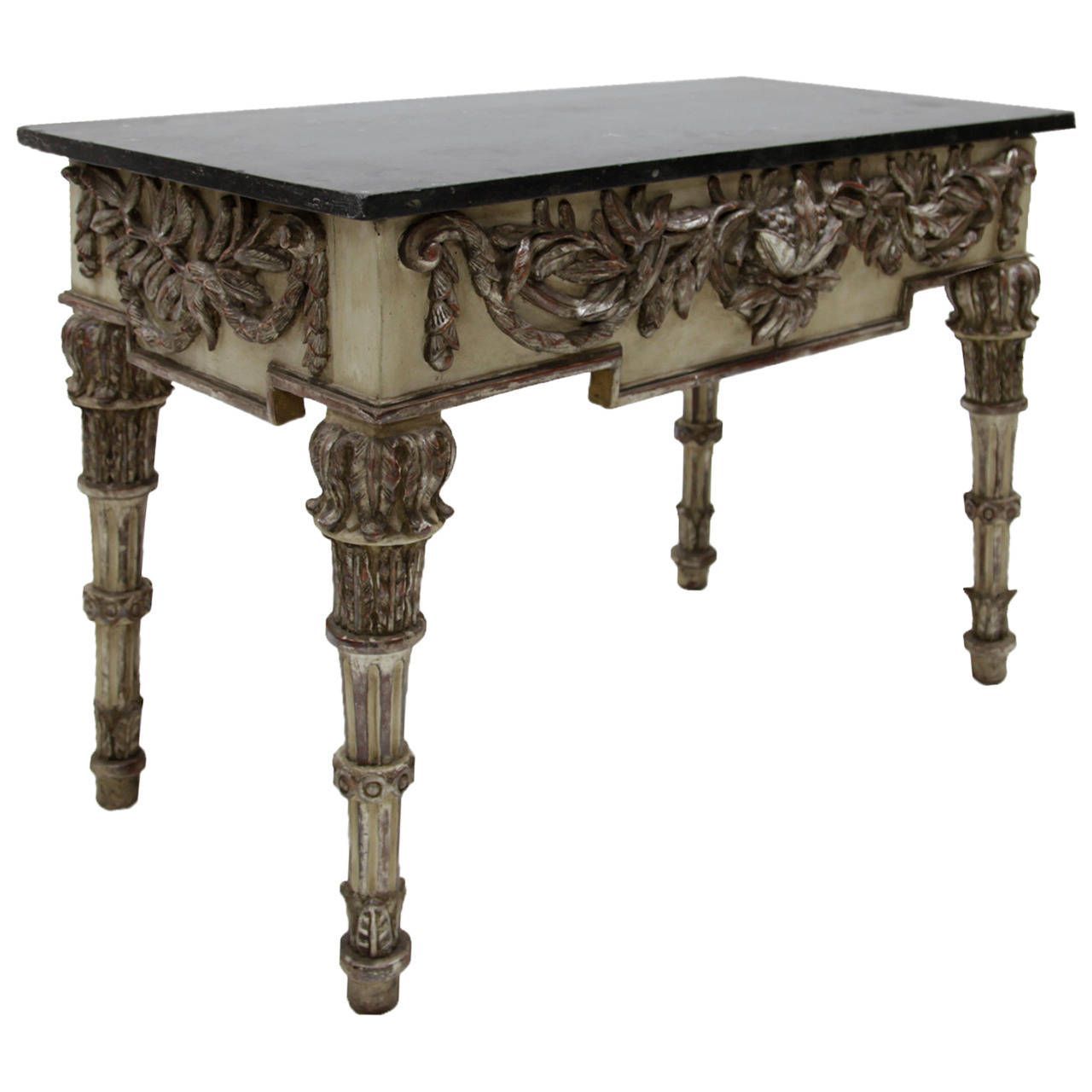 Exquisite Italian Console Table With Black Marble Top, Circa 1790s Throughout Marble Top Console Tables (View 16 of 20)
