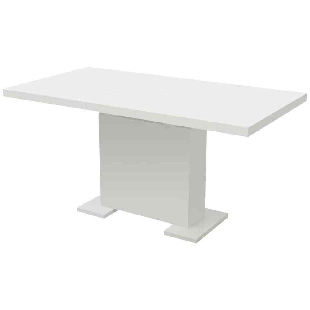 Extendable Dining Table Glossy White Finish Wooden Steel Base Kitchen With Regard To Gloss White Steel Console Tables (View 9 of 20)