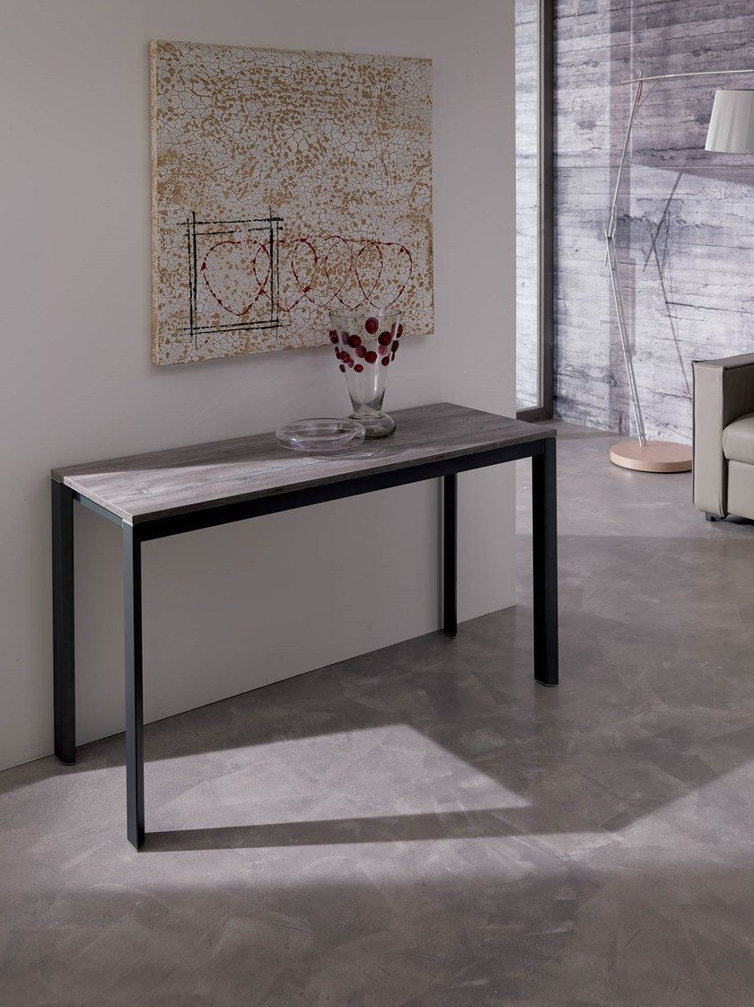 Extending Rectangular Aluminium And Wood Console Table Voiláozzio For Wood Rectangular Console Tables (View 9 of 20)