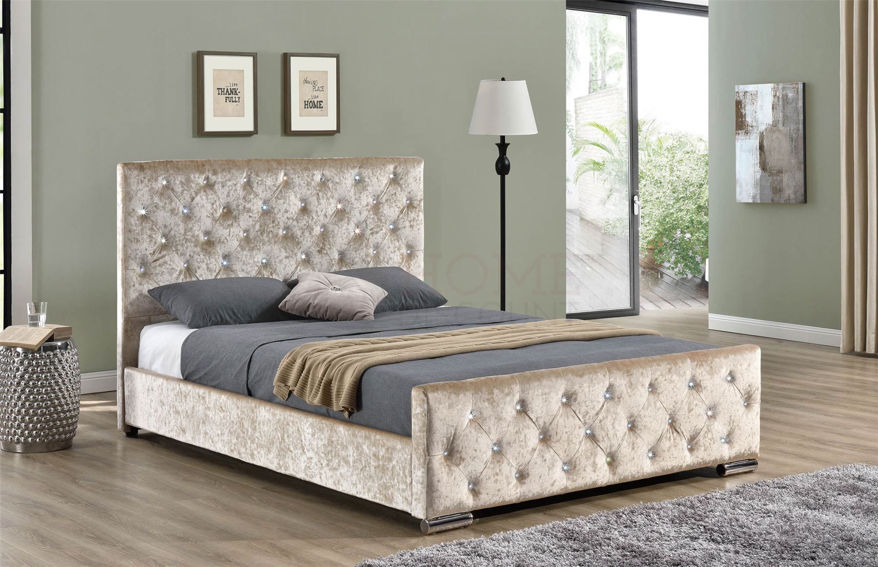 Fabric Double Bed Ottoman 4ft6 Upholstered Velvet Linen Modern Silver Intended For Light Gray Velvet Fabric Accent Ottomans (View 17 of 20)
