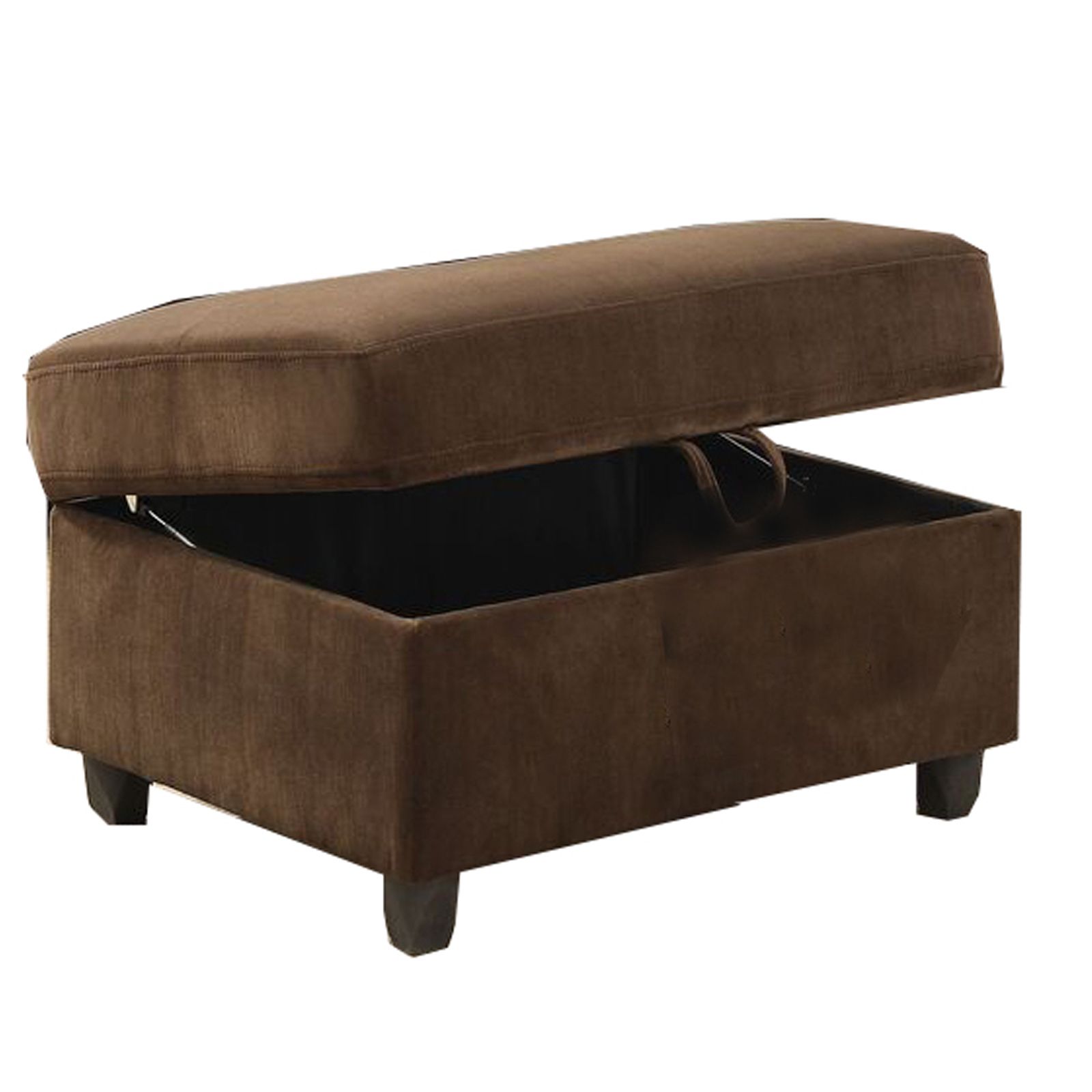 Fabric Upholstered Rectangular Ottoman With Hidden Storage, Brown Regarding Dark Blue Fabric Banded Ottomans (View 12 of 20)