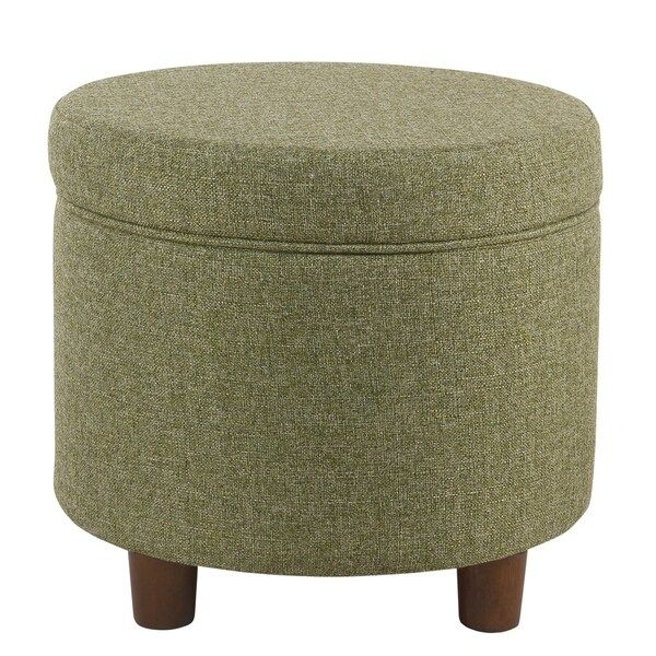 Fabric Upholstered Round Wooden Ottoman With Lift Off Lid Storage For Green Fabric Square Storage Ottomans With Pillows (View 19 of 20)