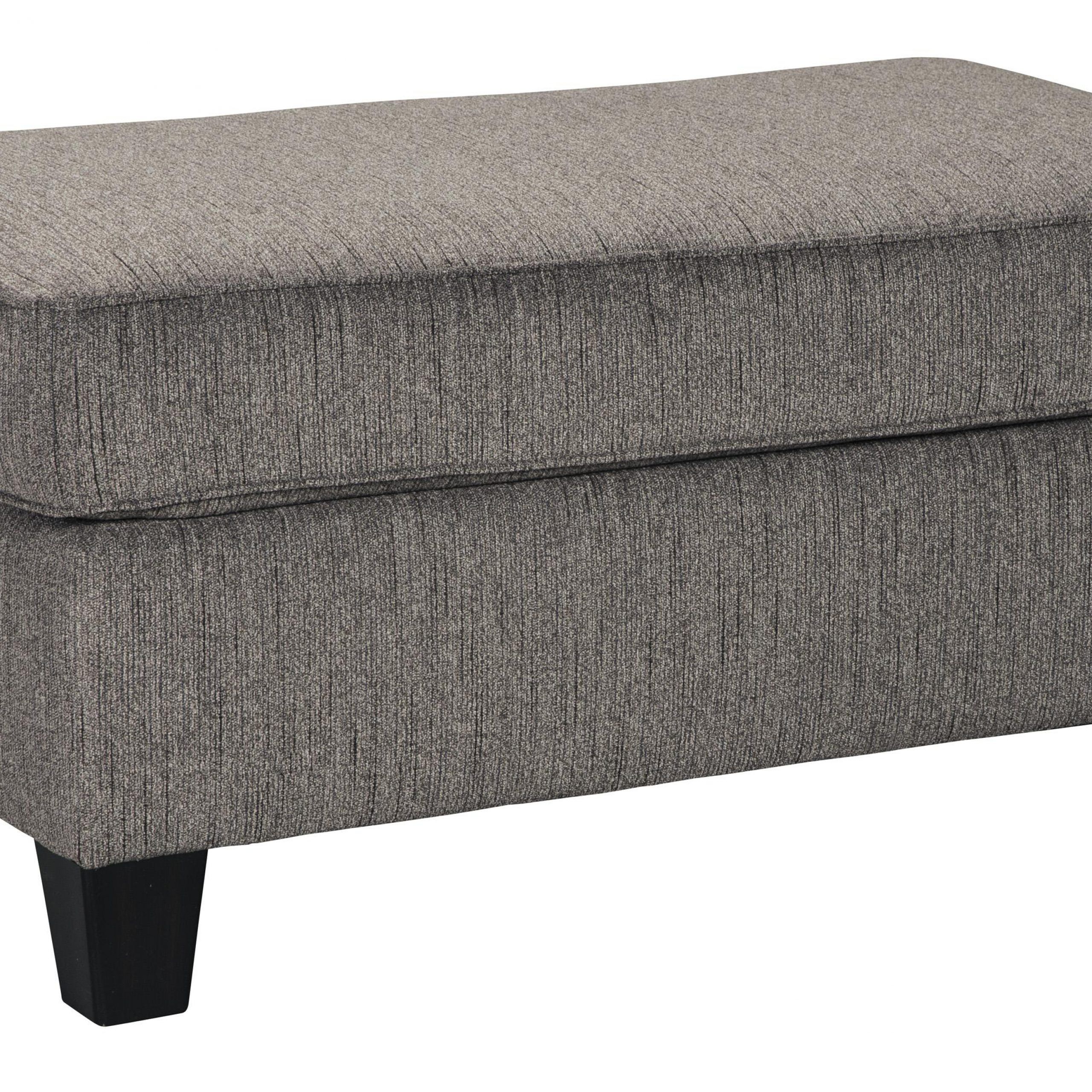 Fabric Upholstered Wooden Ottoman With Tapered Legs, Gray And Black Regarding Dark Red And Cream Woven Pouf Ottomans (View 16 of 20)