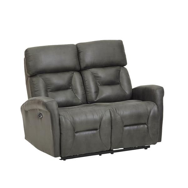 Famv Barcelona Electric Recliner Loveseat – Faux Leather Grey 9118 2p Throughout Faux Leather Ac And Usb Charging Ottomans (View 9 of 20)