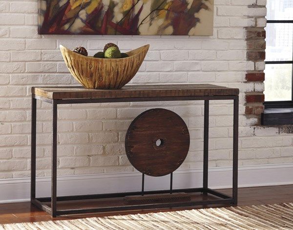 Farriner Vintage Casual Warm Brown Sofa Table | The Classy Home Within Warm Pecan Console Tables (View 18 of 20)