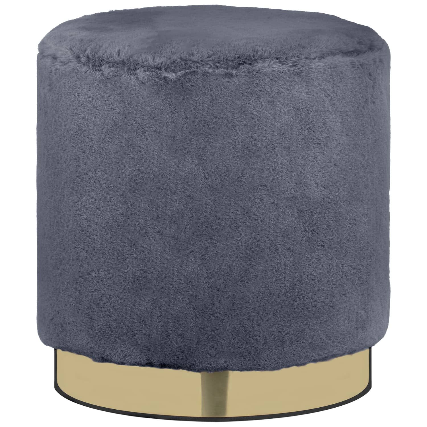 Faux Fur Footstool – Grey | Decorative Accessories – B&m Inside White Faux Fur Round Accent Stools With Storage (View 19 of 20)