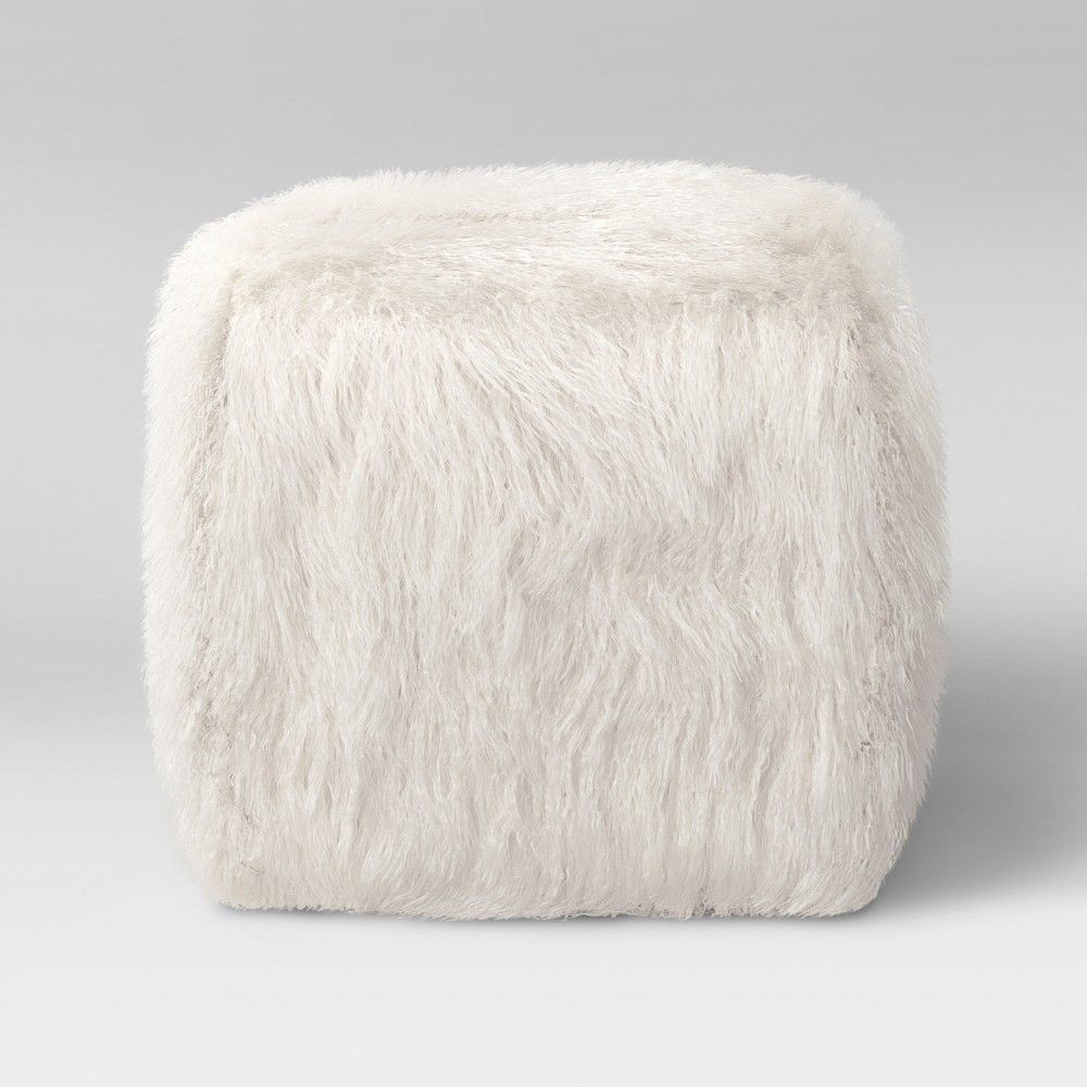 Faux Fur Pouf Ottoman White – Room Essentials | Pouf Ottoman, Faux Fur Pertaining To White Faux Fur Round Ottomans (View 20 of 20)