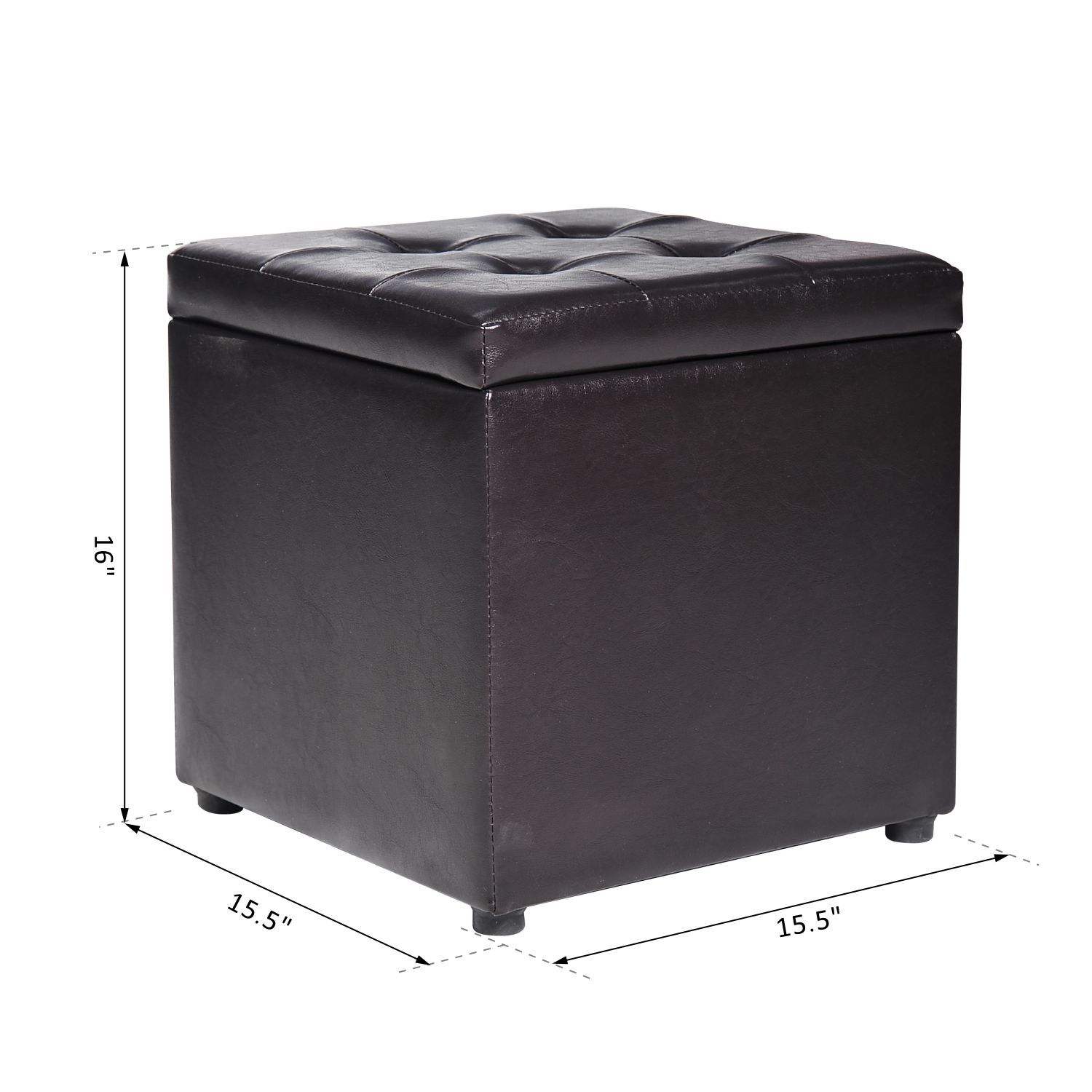 Faux Leather Storage Footrest Ottoman Cube Removable Lid Upholstered Pertaining To Black Faux Leather Cube Ottomans (Gallery 19 of 20)