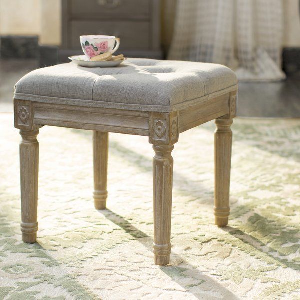 Featuring Gracefully Turned Feet, A Distressed Finish, And A Plush With Regard To Ivory Button Tufted Vanity Stools (View 19 of 20)