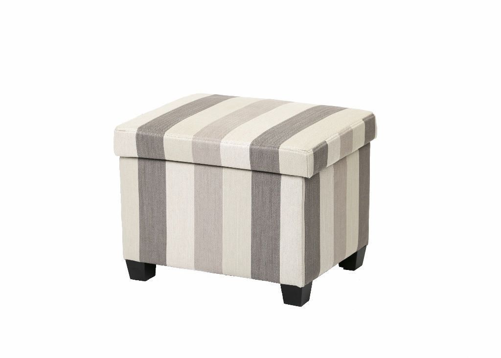 Fhe Group Grey Striped Fabric Ottoman With Hinge | Walmart Canada For Gray Stripes Cylinder Pouf Ottomans (Gallery 20 of 20)