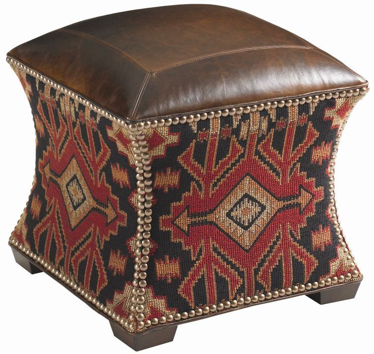 Fieldale Lodge Eclipse Leather/fabric Ottomanlexington Home Brands Pertaining To Navy And Dark Brown Jute Pouf Ottomans (View 13 of 20)