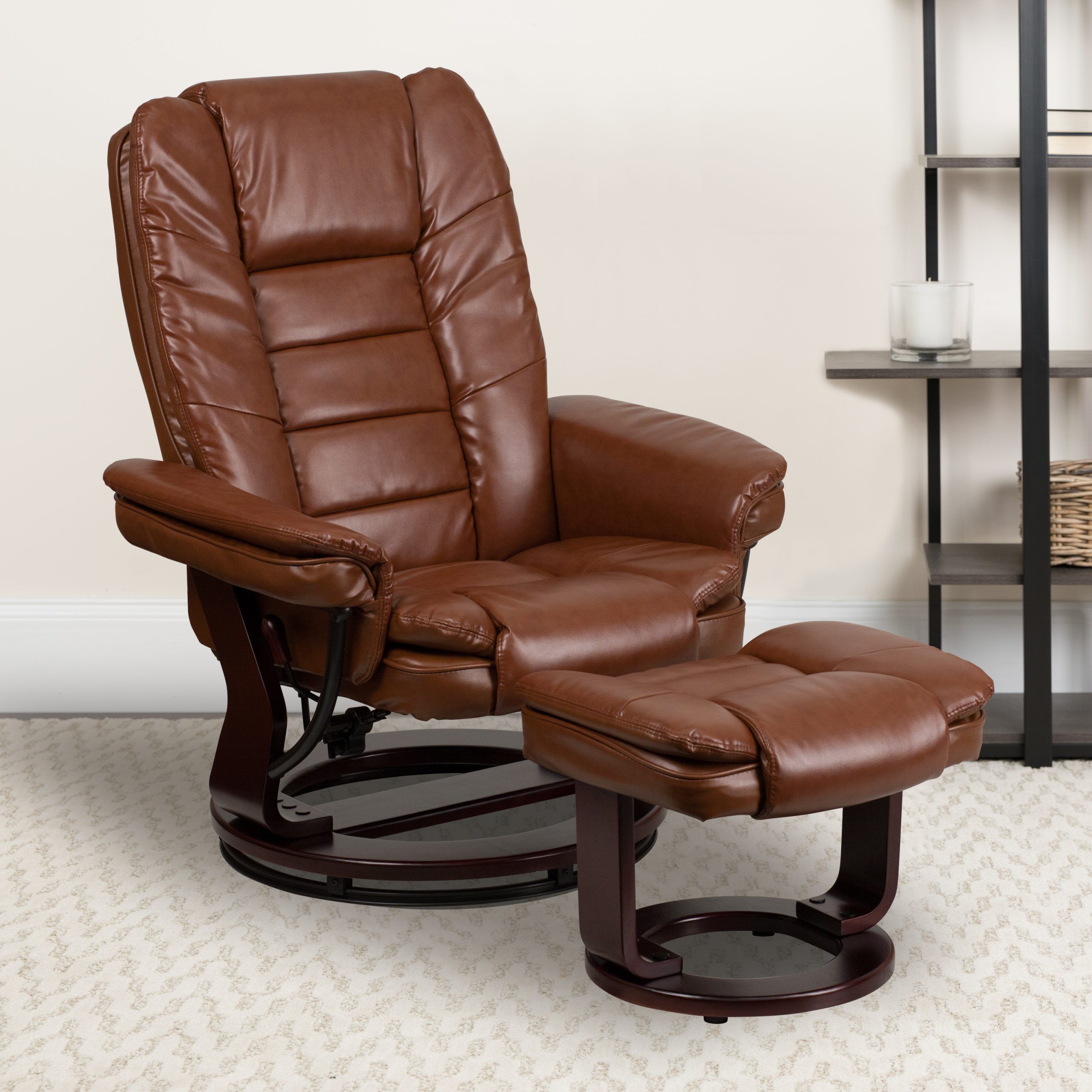 Flash Furniture Contemporary Multi Position Recliner With Horizontal With Regard To Chrome Swivel Ottomans (View 18 of 20)