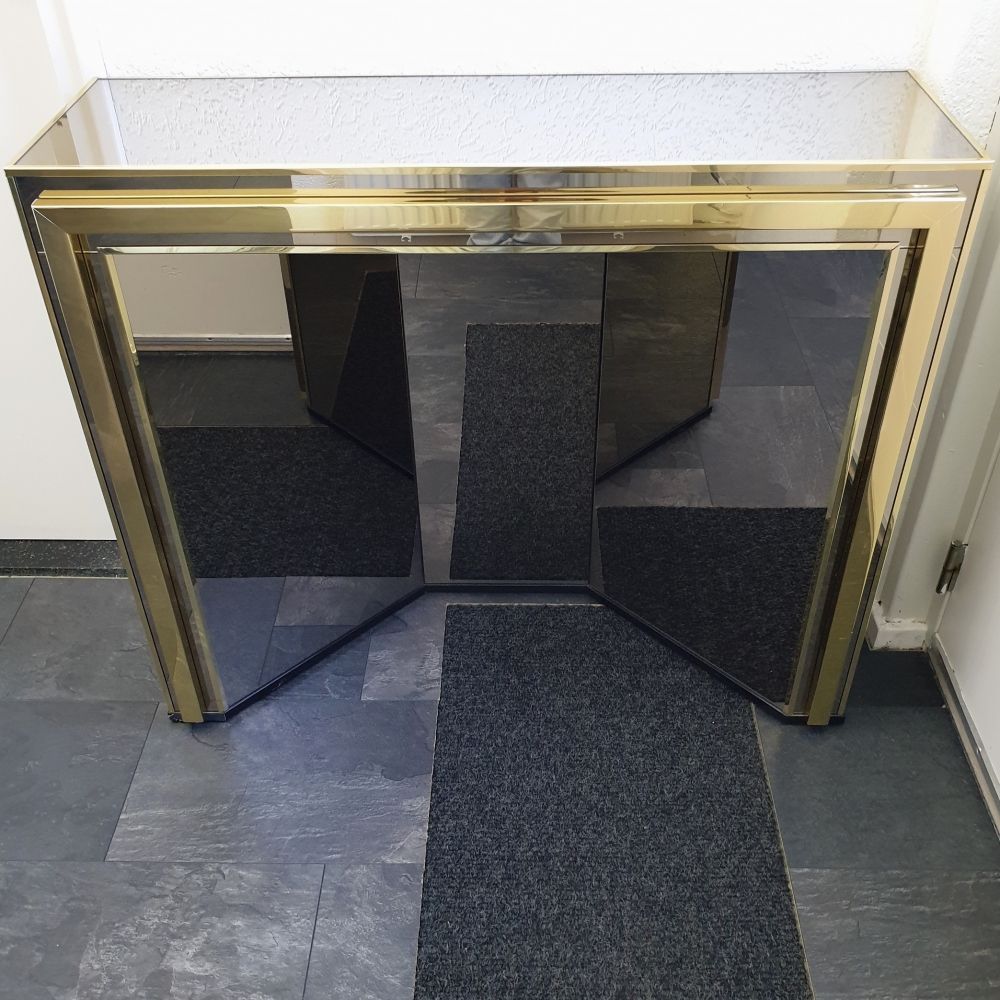 For Sale: Gold Plated & Smoked Mirror Glass Console Tablebelgo Pertaining To Antique Gold And Glass Console Tables (View 6 of 20)