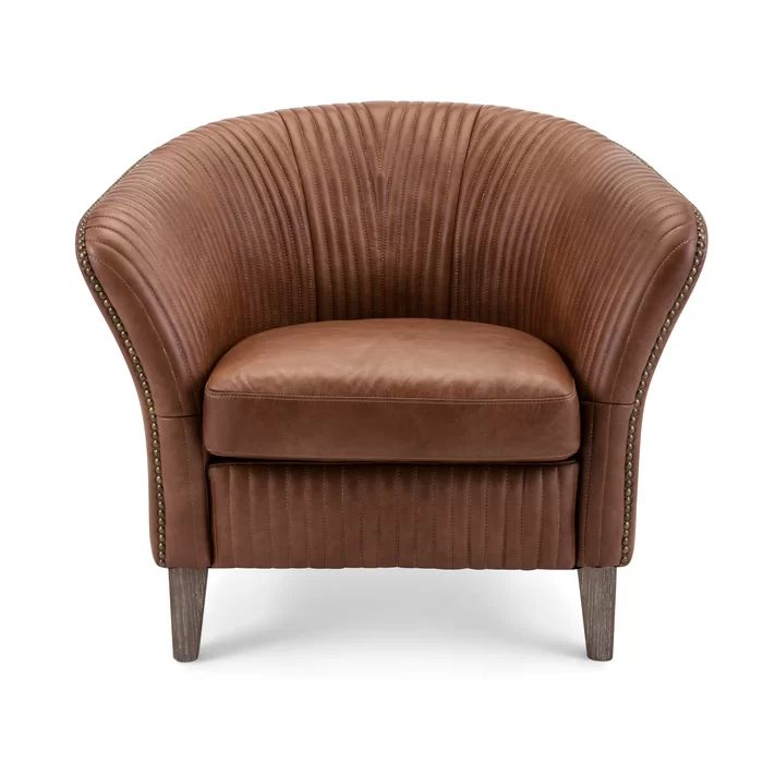 Foundry Select Ismael Lounge Chair | Wayfair | Leather Chair, Brown Inside Medium Brown Leather Folding Stools (View 9 of 20)