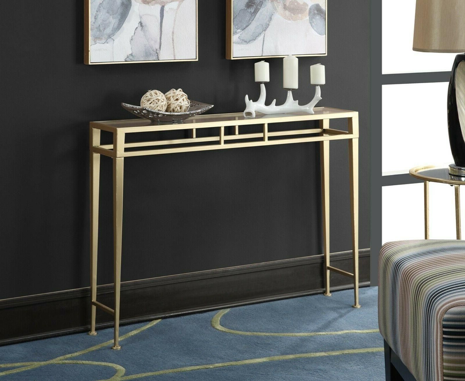 Foyer Table Entry Console Gold Mirrored Sturdy Metal For Mirrored Console Tables (View 5 of 20)