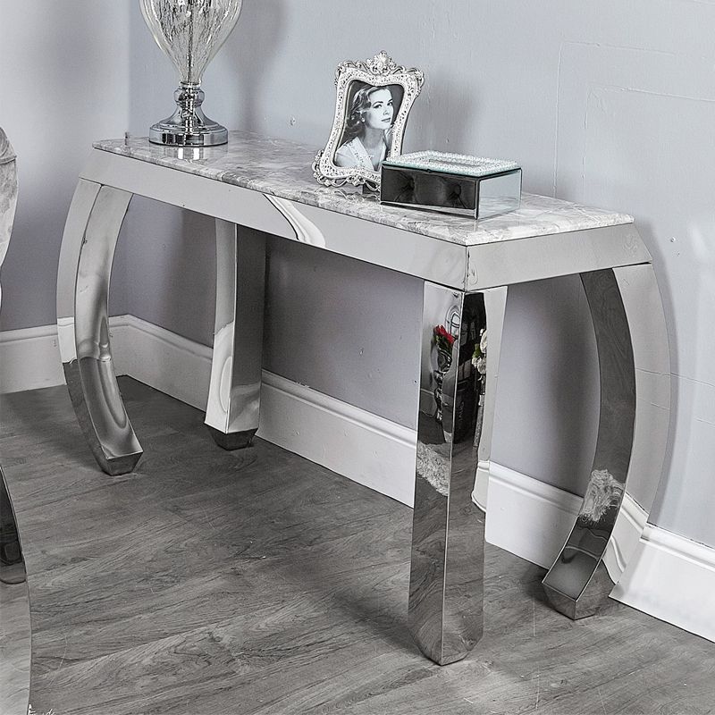 Francis Chrome/marble Effect Console Table | Home Store Living With Regard To Marble And White Console Tables (View 14 of 20)