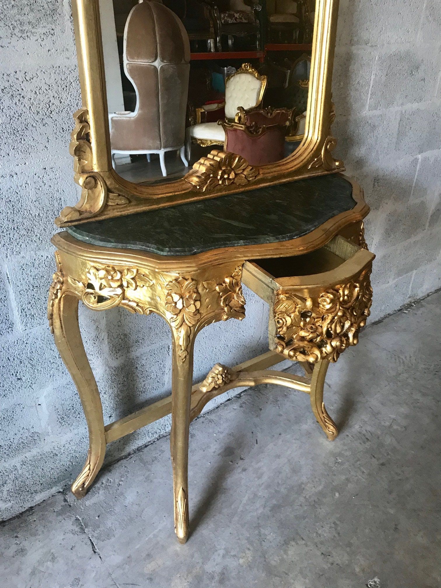 French Console French Furniture Baroque Table 87h X 36w Rococo Console Inside Antique Mirror Console Tables (View 3 of 20)