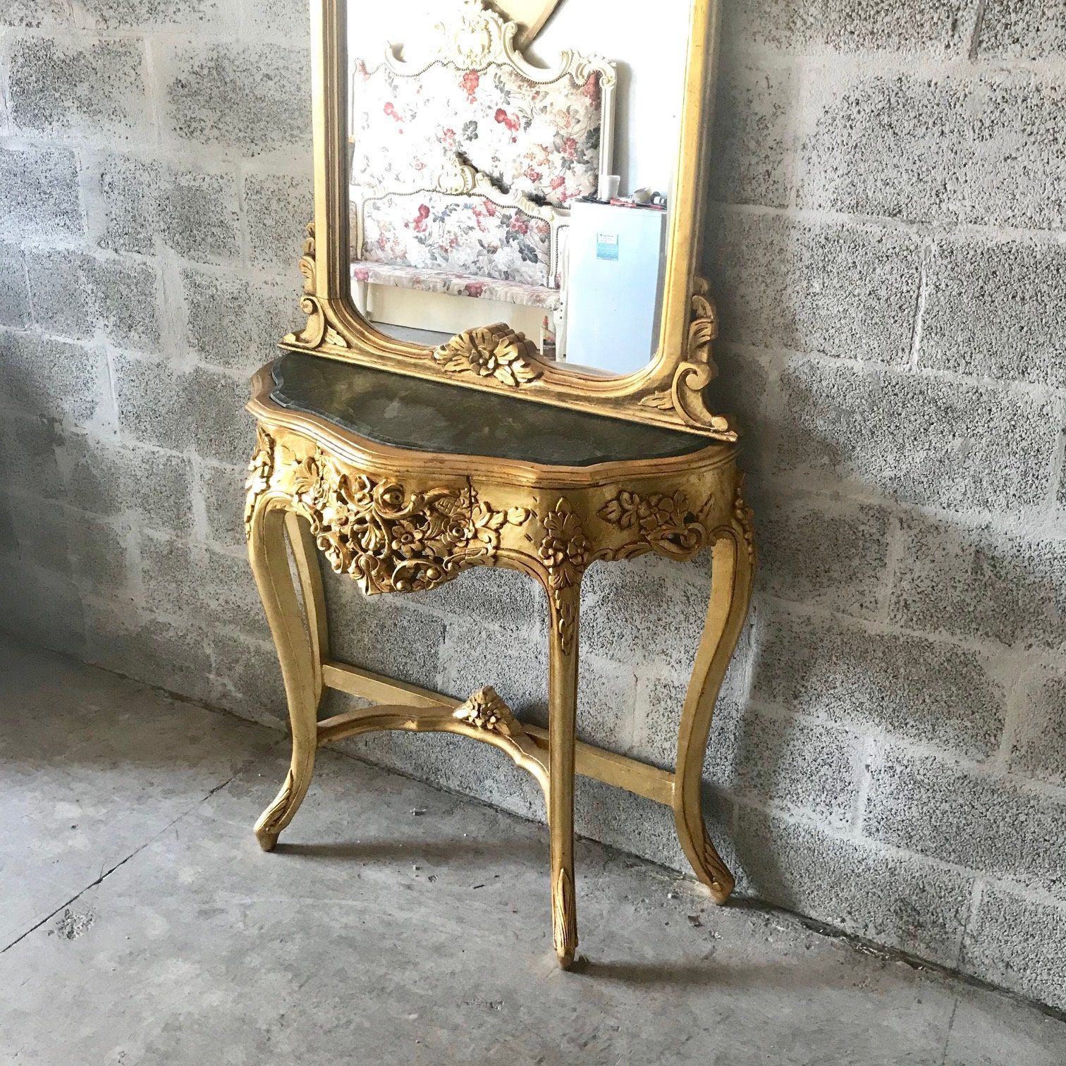 French Console French Furniture Baroque Table 87h X 36w Rococo Console With Antiqued Gold Leaf Console Tables (View 16 of 20)