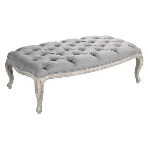 French Country Button Tufted Ottoman – Grey Linen | Tufted Ottoman Within Brown And Gray Button Tufted Ottomans (View 19 of 20)